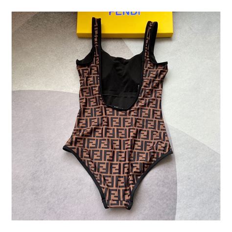 fendi one piece swimsuit brown|Fendi swimsuit size chart.